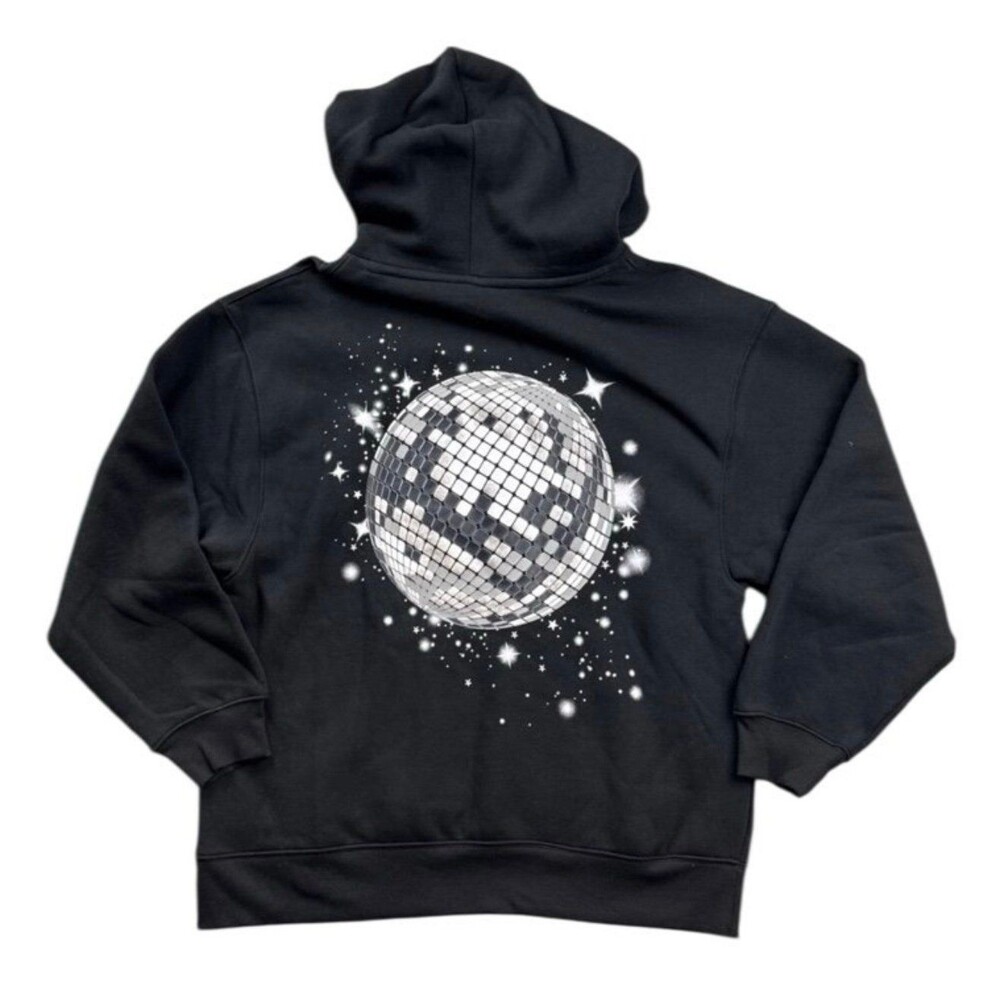 Vintage-Inspired Black Hoodie with Rhinestone Accent Disco Ball~ Size: XXS ~ NWT